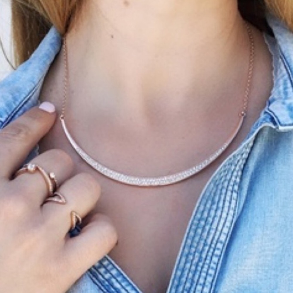 Chloe and Isabel rose gold pave collar necklace